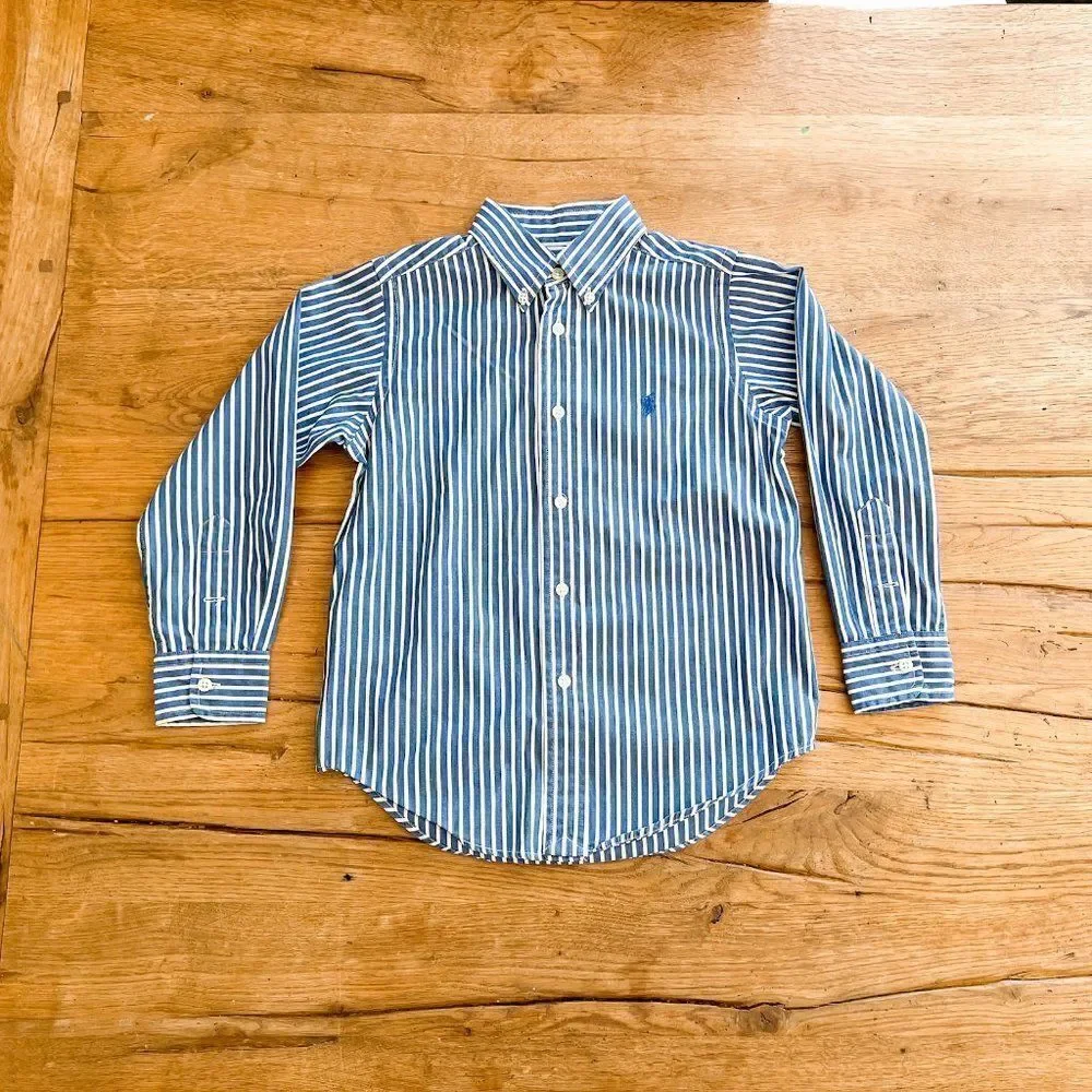 Ralph Lauren Boys Striped Button Down, Size 4